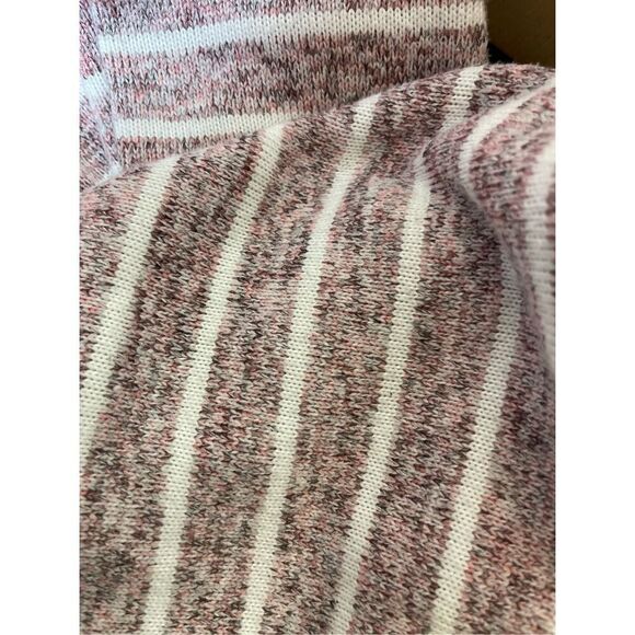 Thread & Supply Women's Striped Pullover 1/4 Zip Sweatshirt in Pink and White Si - Picture 14 of 16